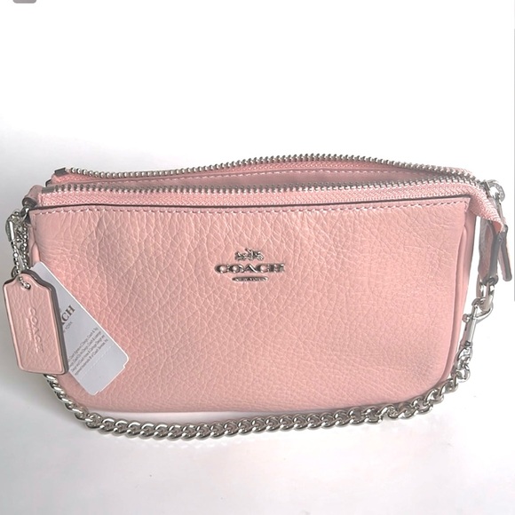 NWT Coach Pink Pebble Leather Women's Large Wristlet or Clutch w/Silver Hardware - Picture 2 of 4